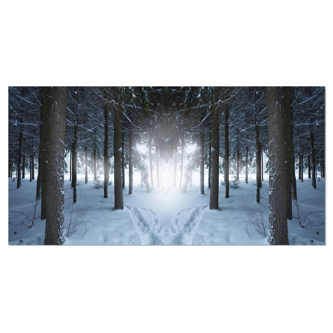 Designart - Winter Forest with Dark Woods - Landscape Canvas Art Print